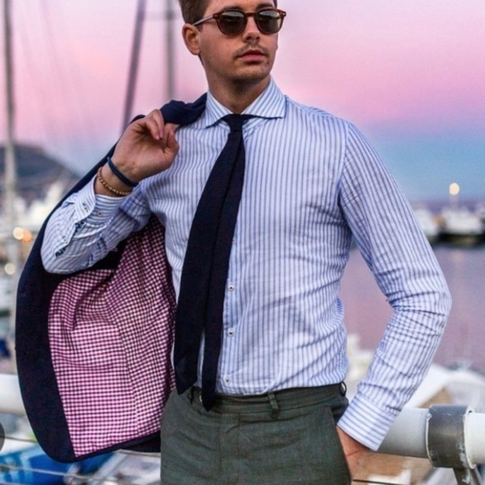 NWT Bernard Weatherill Blue Stripe Shirt